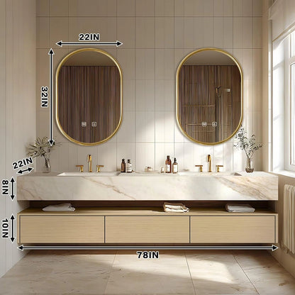 60” - 96” Modern Log Bathroom Vanity with Open Storage Rack