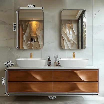 60” - 78” Modern Fashion Bathroom Vanity Includes Wave Texture Design & Thoughtful Details