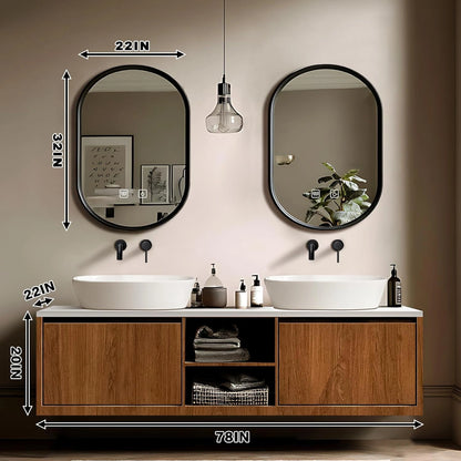 60” - 78” Wood Grain Bathroom Vanity with Open Storage Space