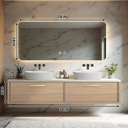 60” - 78” Minimalist Wood Bathroom Vanity Includes Large Storage Space