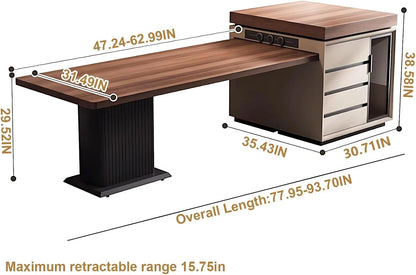78” - 80” Medieval Log Kitchen Island with Storage Includes Sliding Rail Socket (No Chair)