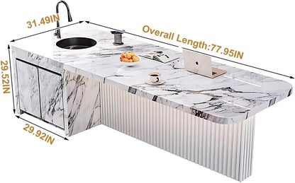 78” - 94” Beautiful Practical Kitchen Island Includes Lifting Socket (No Chair)