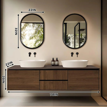 60” - 78” Simple Bathroom Vanity with Double Sinks Includes Modern Wood Design