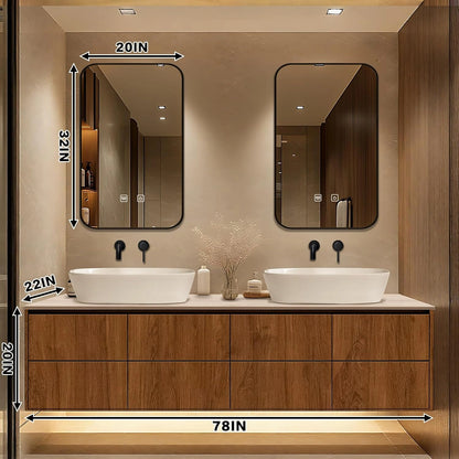 60” - 78” Luxury Bathroom Vanity Includes Two Mirrors & Above Counter Sink