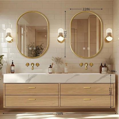 60” - 78” Floating Vanity with Double Sinks Includes Large Drawers