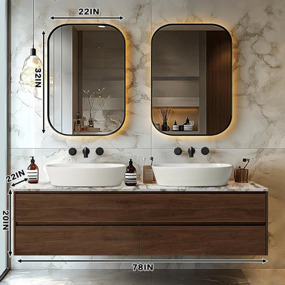 60” - 78” Modern Simple Bathroom Vanity Includes Log Pattern Cabinet