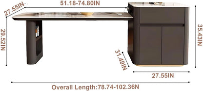 63” - 79” Light Luxury Kitchen Island Includes Open Storage Rack (No Chair)
