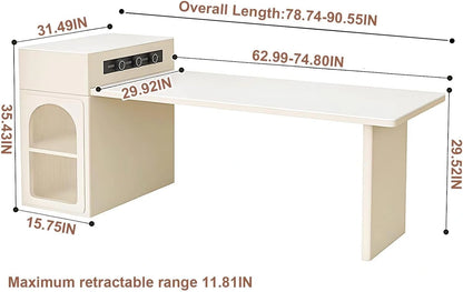 51” - 79” French Exquisite Kitchen Island with Storage Includes Glass Door (No Chair)