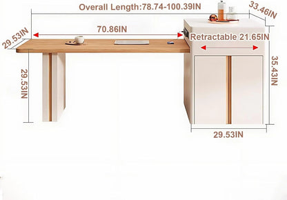 67” - 79” French Exquisite Kitchen Island Includes Thickened Leg & Extendable Dining Table (No Chair)