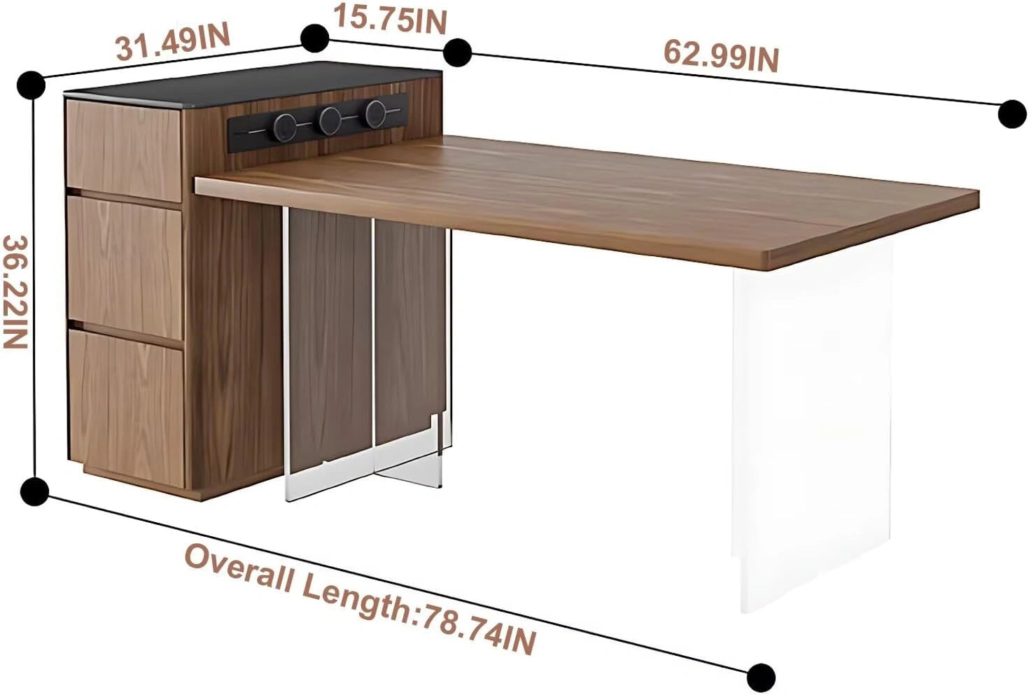 71” - 95” Natural Cozy Kitchen Island with Separable Dining Table (No Chair)