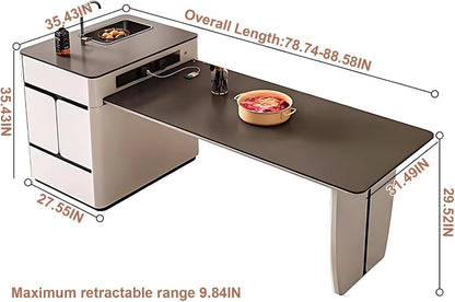 79” – 95” Practical Kitchen Island Includes Black and White Simple Design