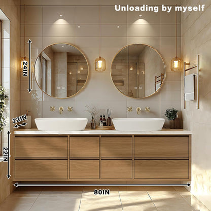 68” - 96” Modern Exquisite Bathroom Vanity with Double Sinks