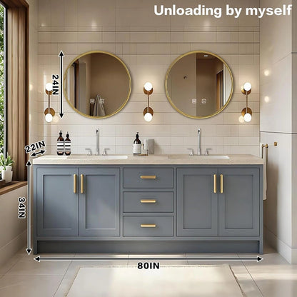 60” - 96” Floor Mount Bathroom Vanity with Textured Rock Countertop