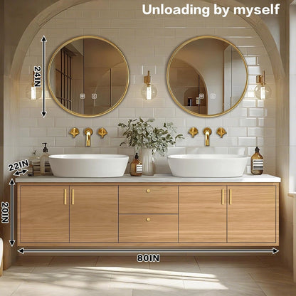 60” – 96” Simple Practical Bathroom Vanity Includes Log Style Surface