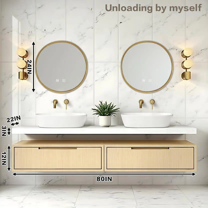 64” - 84” Floating Bathroom Vanity Includes Log Cabinet Modular Design