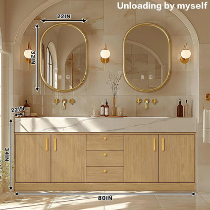 64” - 96” Freestanding Bathroom Vanity Includes Enclosed Space Storage Cabinets