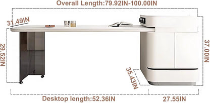 64” - 80” Minimalist Kitchen Island Includes Transparent Table Leg & Spacious Countertop (No Chair)