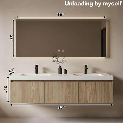 60” - 84” Minimalist Practical Bathroom Vanity with LED Smart Defogging Mirror