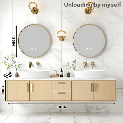 60” - 84” Log Modern Bathroom Vanity Includes Log Cabinet & Drawer Combination Cabinet
