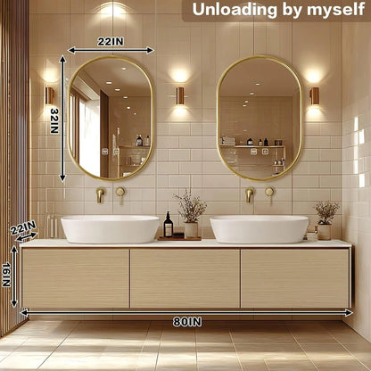 60” - 84” Simple Fashionable Bathroom Vanity Includes Log & Closed Storage Cabinets