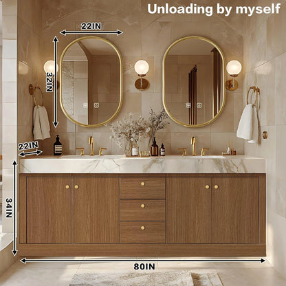 68” - 96” Modern Exquisite Bathroom Vanity with Double Sinks