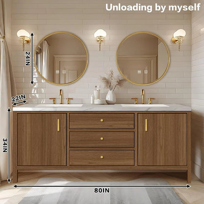 60” - 96” Exquisite Luxury Bathroom Vanity with Smart Defog Mirrors
