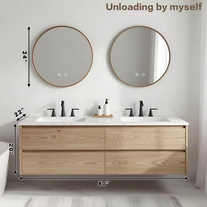 60” - 84” Nordic Rustic Bathroom Vanity Includes Ceramic Seamless Sink