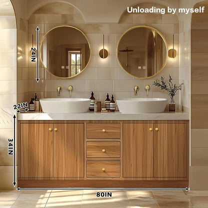 68” - 92” Modern Bathroom Vanity with Double Sinks Includes Solid Wood Cabinet