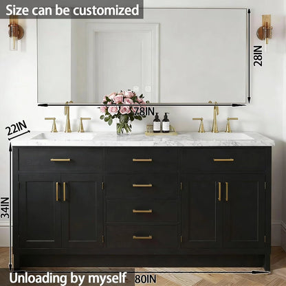 60” - 84” Black Bathroom Vanity with Smart Anti Fog Mirror