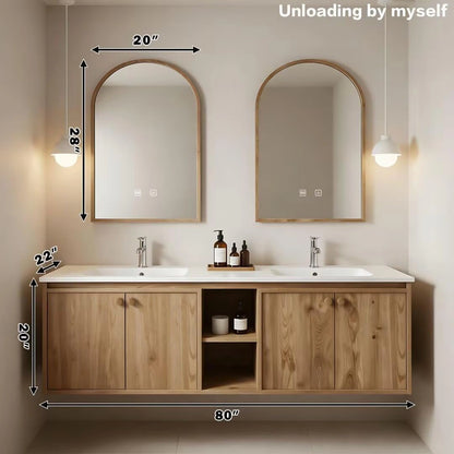 60” - 84” Unique Elegant Bathroom Vanity Includes Wood Grain Cabinet