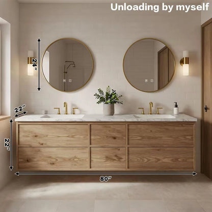 60” - 84” Practical Bathroom Vanity Includes Seamless Ceramic Sink & Textured Countertop