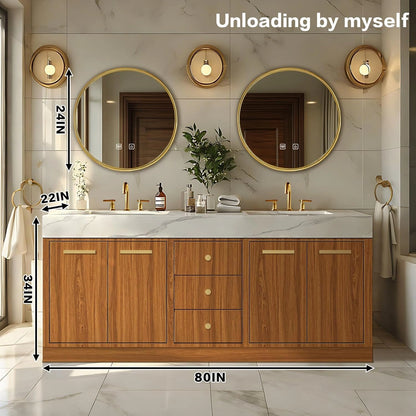 72” – 96” Retro Log Bathroom Vanity Includes Symmetrical Design