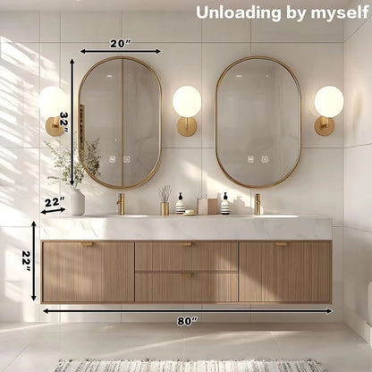 60” - 84” Modern Luxury Bathroom Vanity Includes Vertical Grain Cabinet