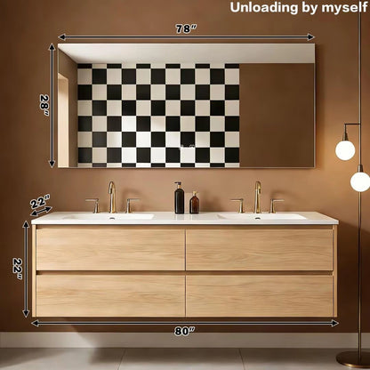 60” - 84” Cozy Log Bathroom Vanity with Seamless Ceramic Basin