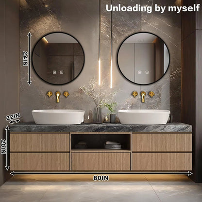 60” – 96” Luxury Textured Bathroom Vanity Includes Above Counter Sinks