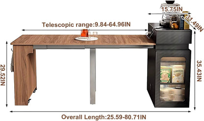 81” Retro Practical Kitchen Island with Striped Glass Cabinet Door (No Chair)