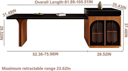 74” - 98” Unique Practical Kitchen Island Includes Black-Brown Color Matching (No Chair)