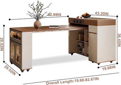 83” Simple Cozy Kitchen Island Includes Folding Dining Table (No Chair)