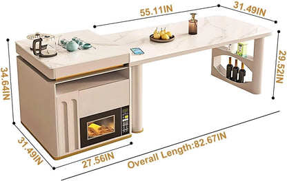 83” - 98” Simple Modern Kitchen Island Includes Unique Texture Design (No Chair)