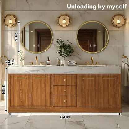 72” – 96” Retro Log Bathroom Vanity Includes Symmetrical Design