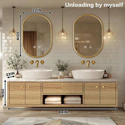 60” – 96” Wall-Mounted Bathroom Vanity with Versatile Storage Space