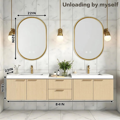 60” - 84” Simple Log Bathroom Vanity Includes Drawer Combination Cabinet