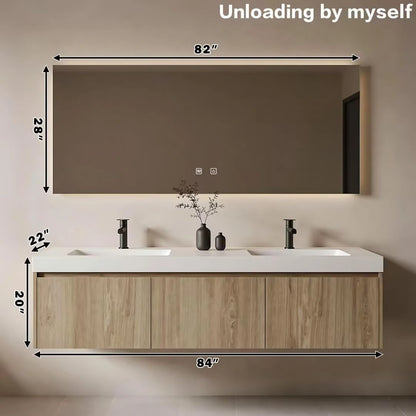 60” - 84” Minimalist Practical Bathroom Vanity with LED Smart Defogging Mirror