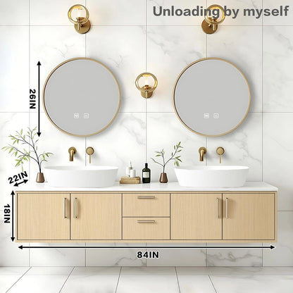 60” - 84” Log Modern Bathroom Vanity Includes Log Cabinet & Drawer Combination Cabinet