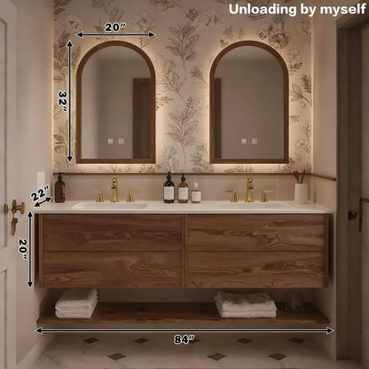 60” - 84” American Vintage Bathroom Vanity with Irregular Smart Defogging Mirror