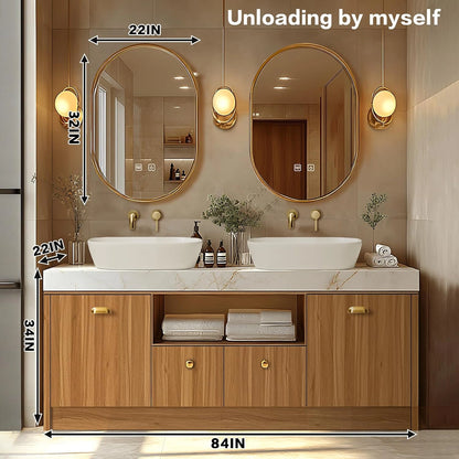 76” - 96” Retro Bathroom Vanity Includes Patterned Countertop