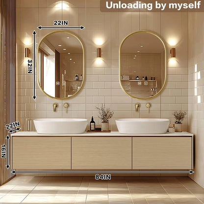 60” - 84” Simple Fashionable Bathroom Vanity Includes Log & Closed Storage Cabinets