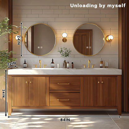 72” - 96” Simple Exquisite Bathroom Vanity Includes Wood Grain Cabinet