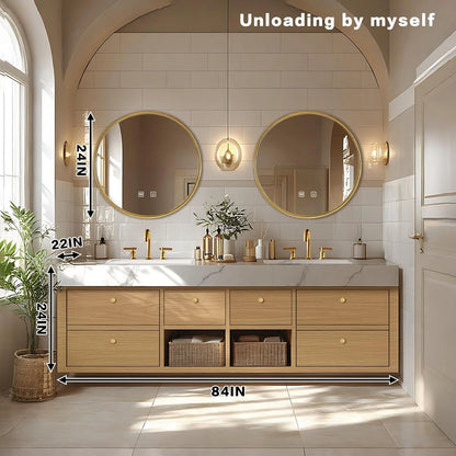 68” - 96” Practical Floating Bathroom Vanity Includes Exquisite Handle
