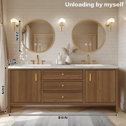 60” - 96” Exquisite Luxury Bathroom Vanity with Smart Defog Mirrors